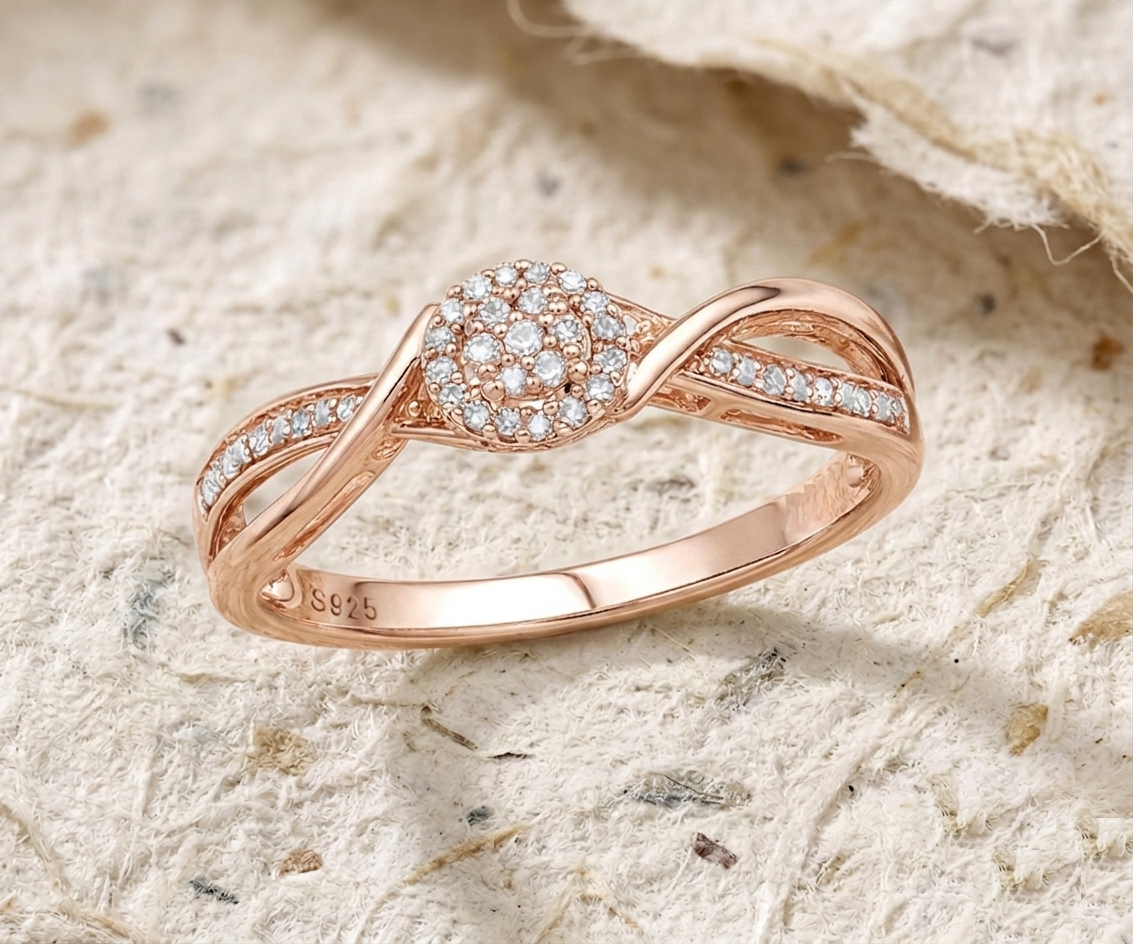 Cluster Ring for Women, Dainty Infinity Twist Engagement Ring, Promise Ring, Minimalist Stackable Ring Gift