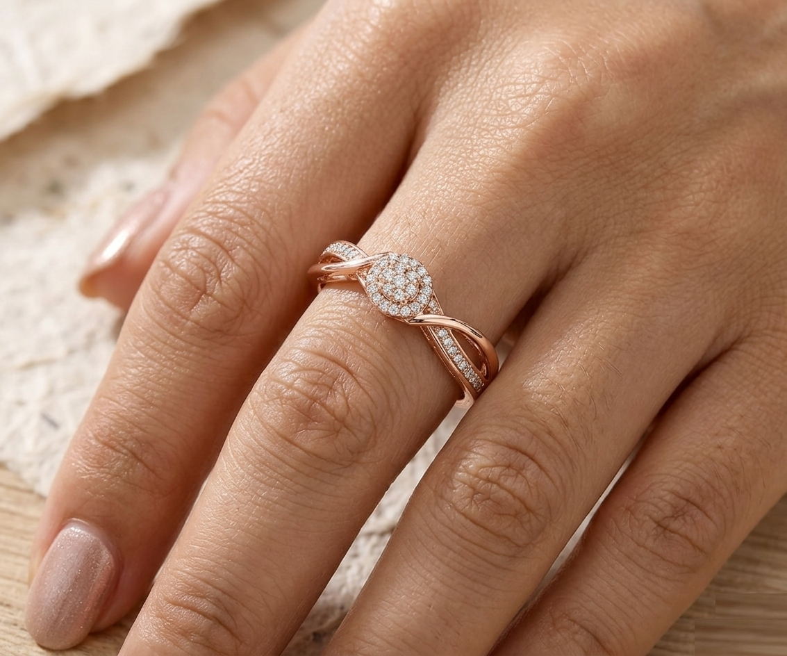 Cluster Ring for Women, Dainty Infinity Twist Engagement Ring, Promise Ring, Minimalist Stackable Ring Gift - Image 3