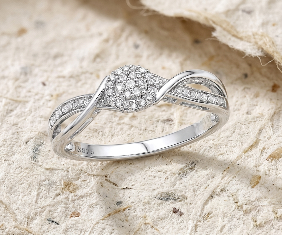Cluster Ring for Women, Dainty Infinity Twist Engagement Ring, Promise Ring, Minimalist Stackable Ring Gift - Image 4