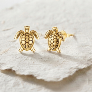 925 Sterling Silver Sea Turtle Stud Earrings | Dainty Minimalist Animal Earrings | Cute Sea Life Jewelry | Gift for Turtle Lovers
