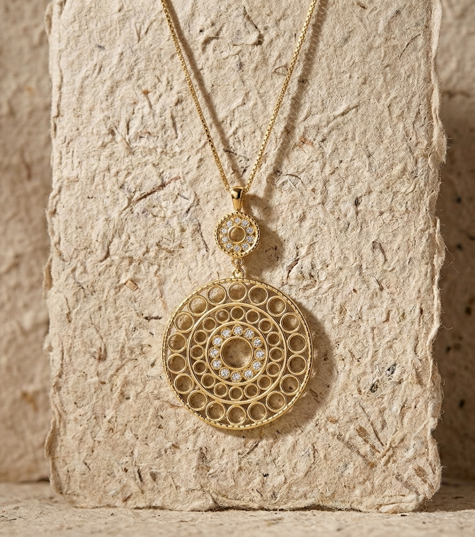 Sterling Silver Mandala Necklace, Geometric Circle Pendant, Openwork Round Disc Necklace, Boho Statement Jewelry, Filigree Medallion Gift