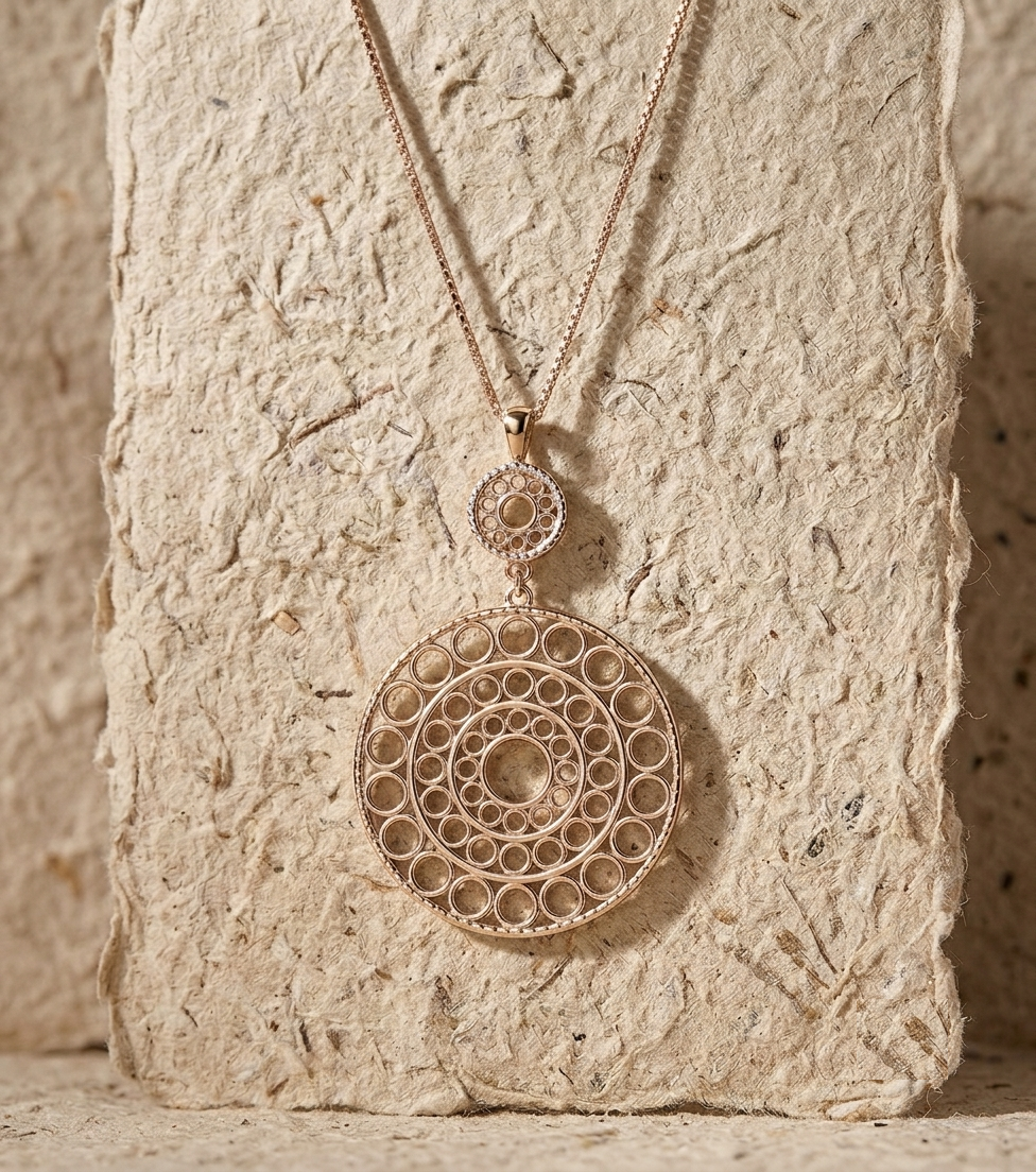 Sterling Silver Mandala Necklace, Geometric Circle Pendant, Openwork Round Disc Necklace, Boho Statement Jewelry, Filigree Medallion Gift - Image 2