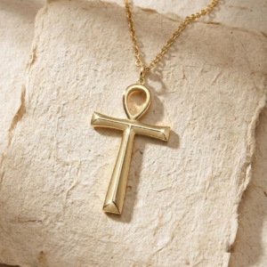 Silver Ankh Necklace, Egyptian Cross Pendant, Minimalist Key of Life Jewelry, Sterling Silver Symbolic Protection Charm, Spiritual Gift for