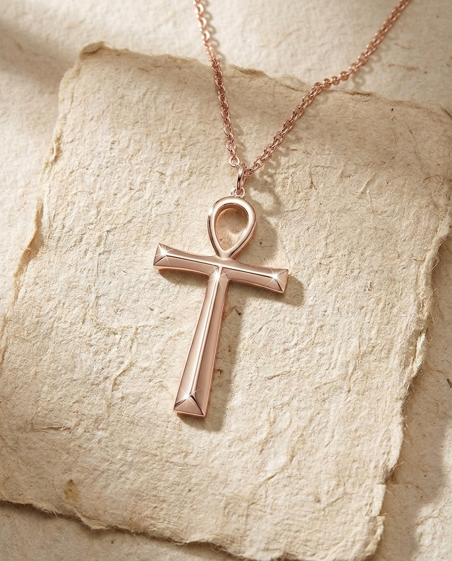 Silver Ankh Necklace, Egyptian Cross Pendant, Minimalist Key of Life Jewelry, Sterling Silver Symbolic Protection Charm, Spiritual Gift for - Image 2