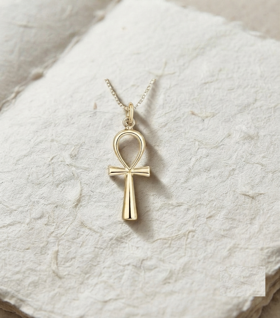 Sterling Silver Ankh Necklace, Minimalist Egyptian Symbol Pendant, Dainty Silver Charm for Protection, Spiritual Jewelry Gift for Her