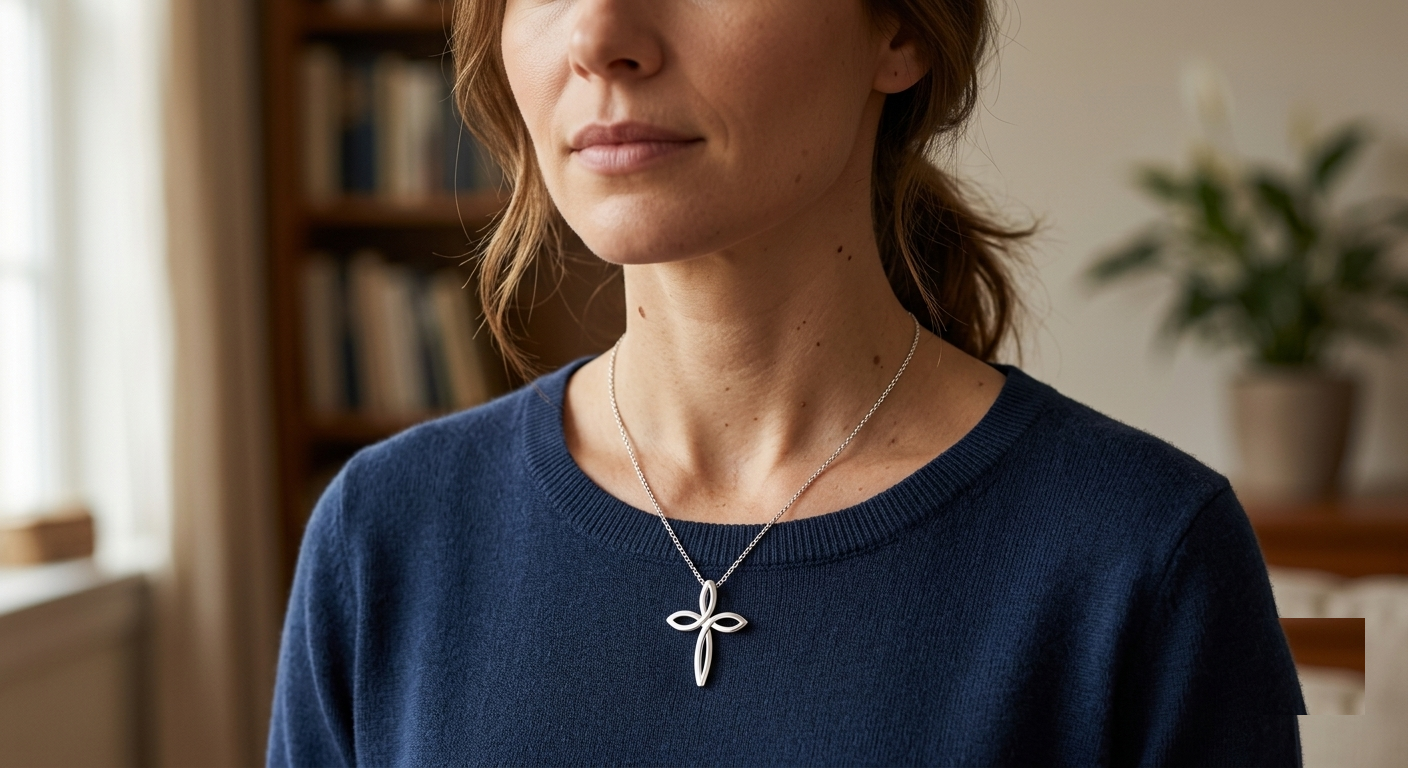 Dainty Ichthys Cross Necklace, Silver Christian Fish Pendant, Minimalist Religious Jewelry, Faith Symbol Charm, Sacred Grace Gift for Her - Image 5