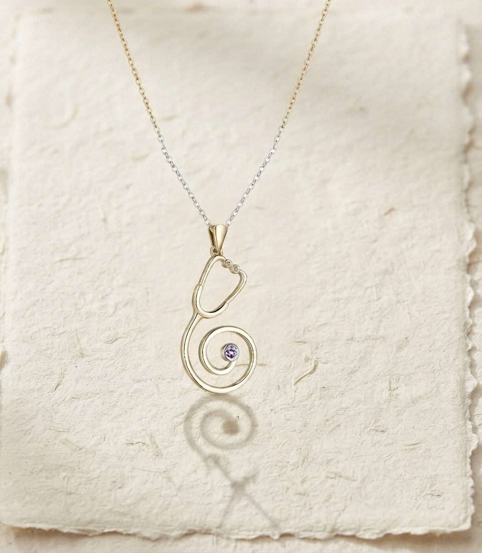 Stethoscope Necklace, 925 Sterling Silver Stethoscope Pendant, Minimalist Medical Jewelry, Gift for Doctor, Nurse Graduation Physician Gift