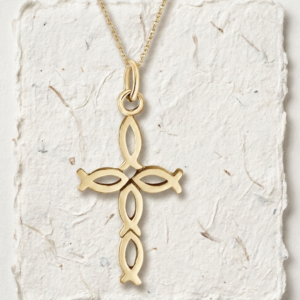 Dainty Ichthys Cross Necklace, Silver Christian Fish Pendant, Minimalist Religious Jewelry, Faith Symbol Charm, Sacred Grace Gift for Her