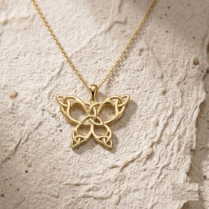 Sterling Silver Celtic Butterfly Necklace, Minimalist Knot Pendant, Irish Butterfly Jewelry, Symbolic Butterfly Gift for Her