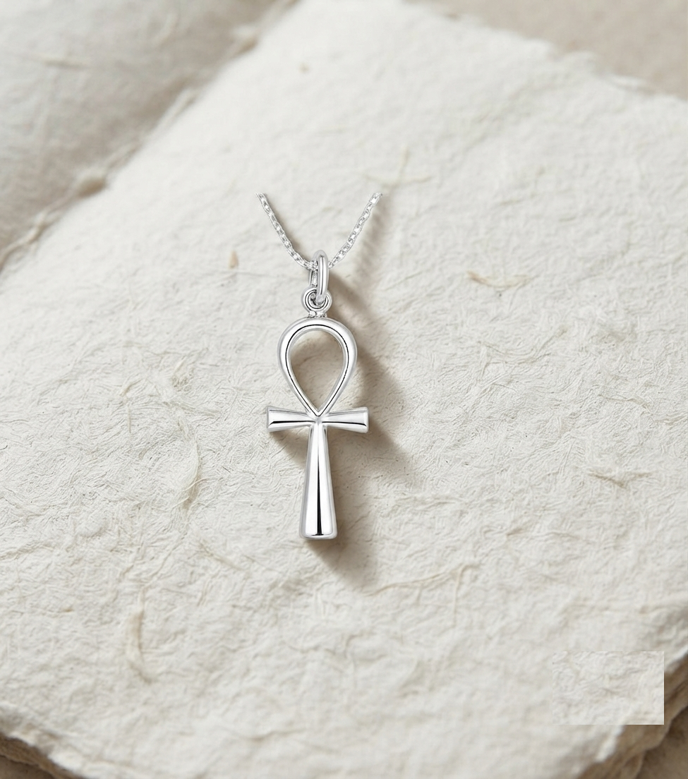 Sterling Silver Ankh Necklace, Minimalist Egyptian Symbol Pendant, Dainty Silver Charm for Protection, Spiritual Jewelry Gift for Her - Image 2