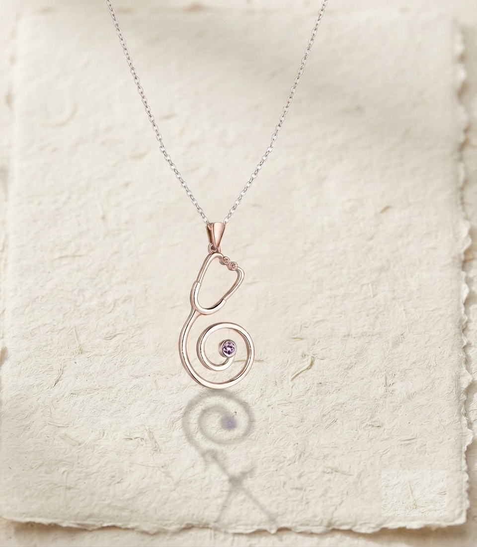 Stethoscope Necklace, 925 Sterling Silver Stethoscope Pendant, Minimalist Medical Jewelry, Gift for Doctor, Nurse Graduation Physician Gift - Image 3