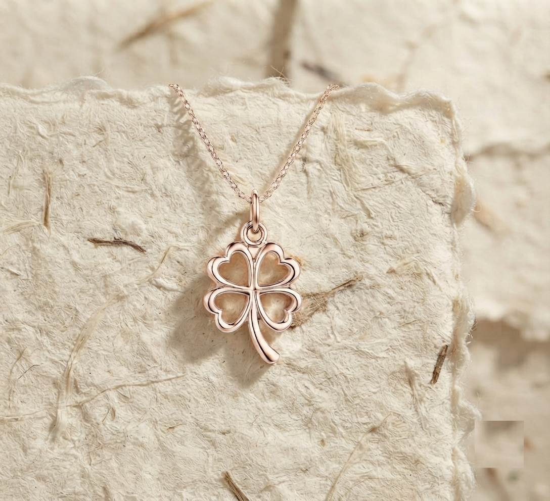 Sterling Silver Four Leaf Clover Necklace, Lucky Charm Pendant, Minimalist Dainty Jewelry, Good Luck Gift for Her, Nature Inspired Jewelry - Image 3