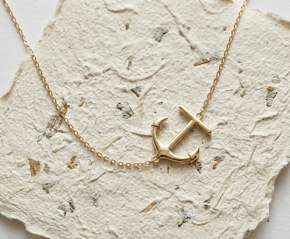 Silver Anchor Necklace, Sideways Anchor Pendant, Nautical Jewelry, Dainty Maritime Necklace, Sailor Gift, Minimalist Ocean Necklace for Her