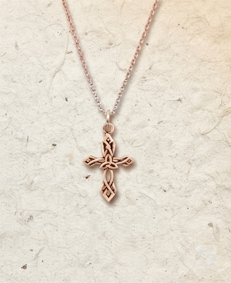 Handcrafted Celtic Cross Necklace, 925 Sterling Silver Irish Knot Pendant, Trinity Knot Cross, Minimalist Religious Jewelry Gift for Her - Image 3