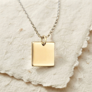 Minimalist Square Pendant Necklace, Dainty 925 Sterling Silver Geometric Jewelry, Simple Everyday Choker, Minimal Square Charm Necklace