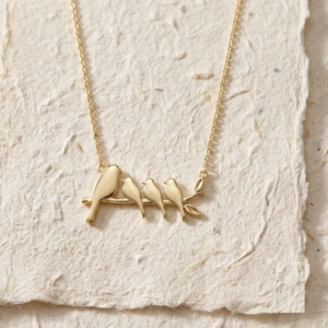 Personalized Family Bird Necklace, Mother of Three Gift, Sterling Silver Bird on Branch Pendant, Minimalist Nature Jewelry for Mom