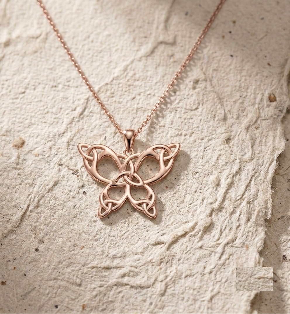 Sterling Silver Celtic Butterfly Necklace, Minimalist Knot Pendant, Irish Butterfly Jewelry, Symbolic Butterfly Gift for Her - Image 2
