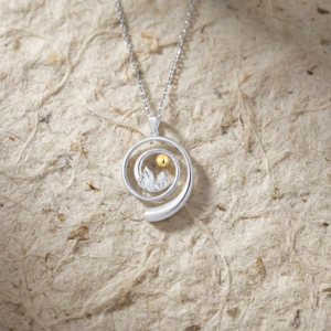 Minimalist Nature Jewelry, Delicate Mountain Range Charm, Gold Accent Sun Pendant, Gift for Her