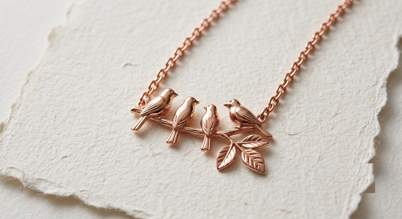 Personalized Family Bird Necklace, Mother of Three Gift, Sterling Silver Bird on Branch Pendant, Minimalist Nature Jewelry for Mom - Image 2