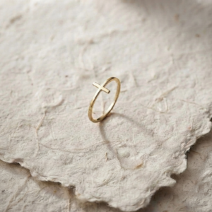 Dainty Cross Ring, 925 Sterling Silver Minimalist Ring, Sideways Cross Band, Dainty Religious Jewelry, Minimalist Christian Gift for Women