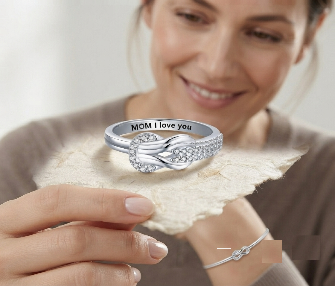 Mom I Love You Knot Ring, Personalized Sterling Silver Promise Ring for Mom, Mothers Day Gift, Dainty Infinity Knot Band, Meaningful Jewelry - Image 5