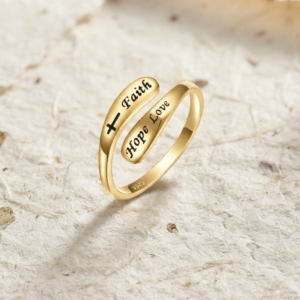 Faith Hope Love Ring, 925 Sterling Silver Adjustable Ring, Inspirational Jewelry for Women, Religious Gift, Meaningful Christian Ring