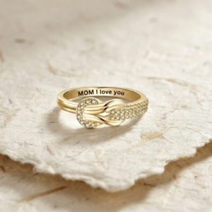 Mom I Love You Knot Ring, Personalized Sterling Silver Promise Ring for Mom, Mothers Day Gift, Dainty Infinity Knot Band, Meaningful Jewelry