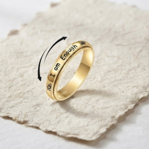 I Am Enough Spinner Ring, 925 Sterling Silver Anxiety Ring, Meditation Ring for Her, Minimalist Fidget Ring, Encouragement Gift