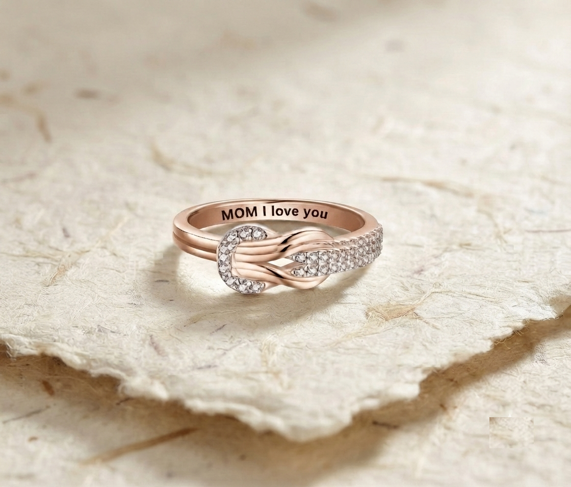 Mom I Love You Knot Ring, Personalized Sterling Silver Promise Ring for Mom, Mothers Day Gift, Dainty Infinity Knot Band, Meaningful Jewelry - Image 3