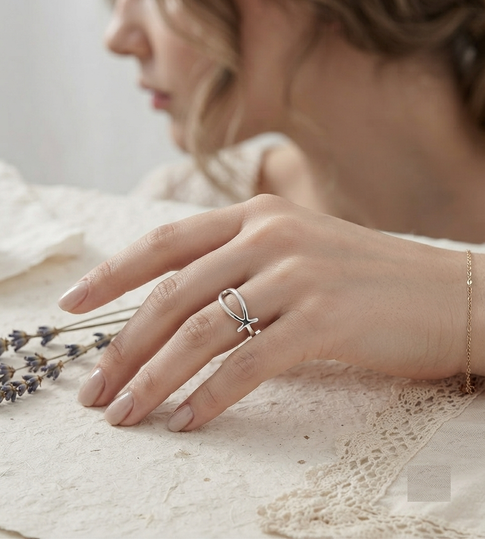 Minimalist Ichthys Ring, 925 Sterling Silver Christian Fish Ring, Dainty Religious Jewelry, Faith Symbol Stacking Ring for Women - Image 5
