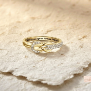 Personalized Knot Ring, Sterling Silver Daughter Gift, Forever Friend Ring, Dainty Stacking Ring for Her, Mother Daughter Jewelry,