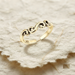 Sterling Silver Wave Ring, Dainty Stacking Ring, Adjustable Minimalist Ring, Ocean Inspired Jewelry, 925 Silver Thumb Ring for Her