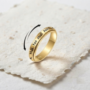 Spinner Ring "This Too Shall Pass" | Anxiety Relief Ring for Women & Men | Sterling Silver Fidget Ring | Minimalist Meditation