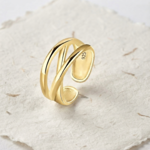 925 Sterling Silver Crossover Ring, Minimalist Open Ring, Dainty Geometric Multi Band, Adjustable Wrap Ring, Modern Statement Jewelry Women