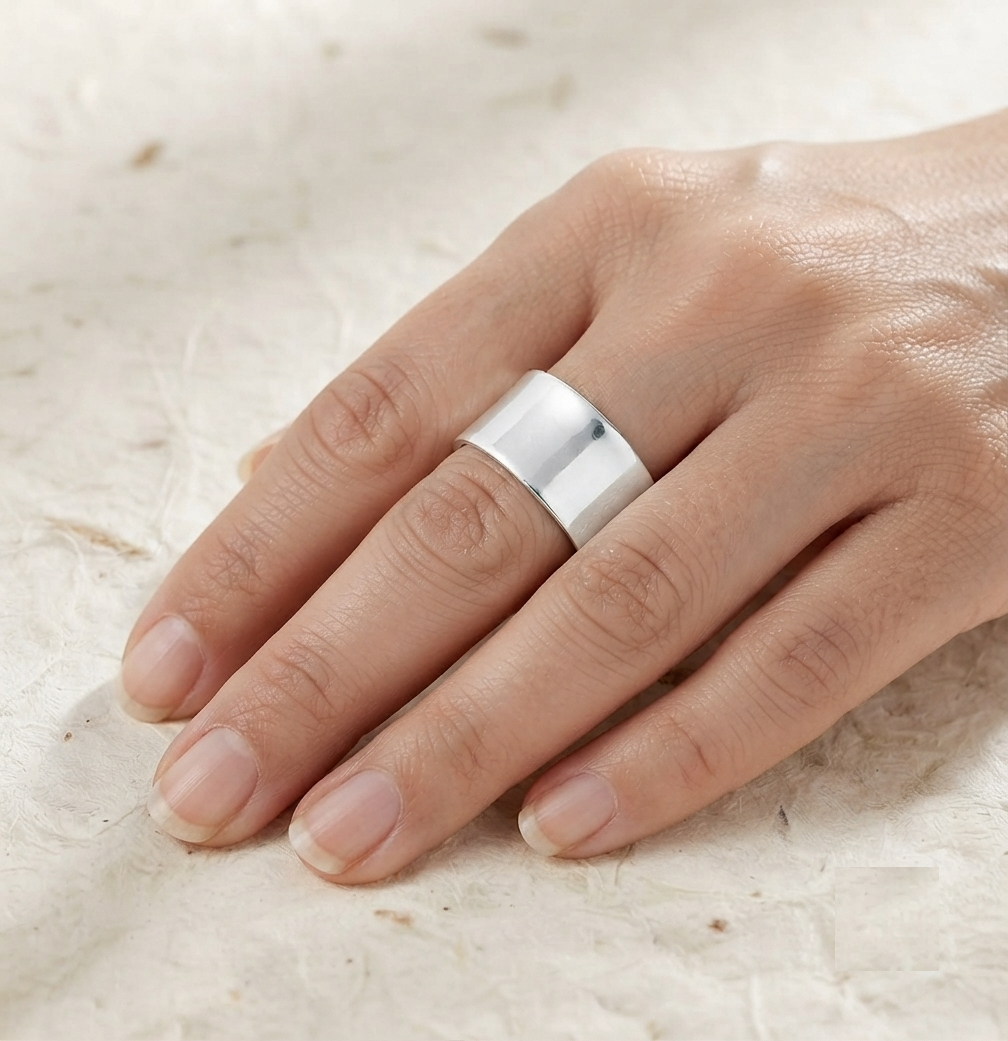 Minimalist 925 Sterling Silver Wide Band Ring, Plain Polished Silver Stacking Ring, Unisex Solid Silver Band, Thick Silver Ring for Her Him - Image 5