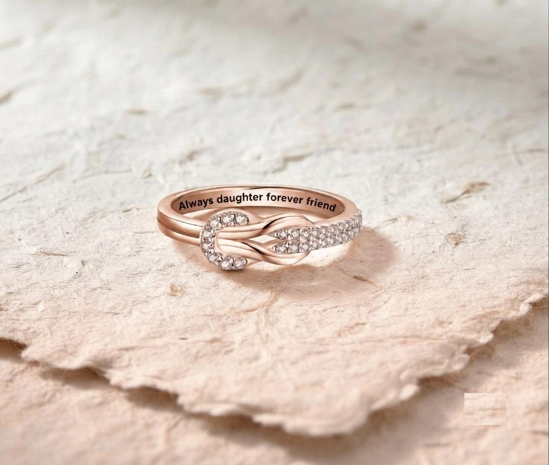 Personalized Knot Ring, Sterling Silver Daughter Gift, Forever Friend Ring, Dainty Stacking Ring for Her, Mother Daughter Jewelry, - Image 3