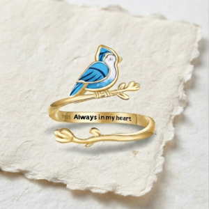 Blue Bird Ring, 925 Sterling Silver Adjustable Ring, Memorial Jewelry, Always In My Heart Ring, Sympathy Gift for Her