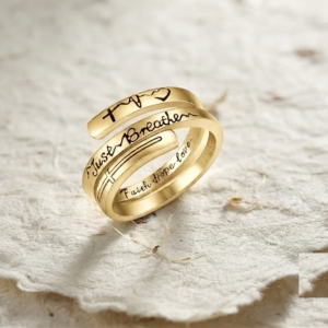 Just Breathe Ring, Sterling Silver Inspirational Jewelry, Faith Hope Love Band, Minimalist Gift for Her, Encouragement Gift, Anxiety Relief