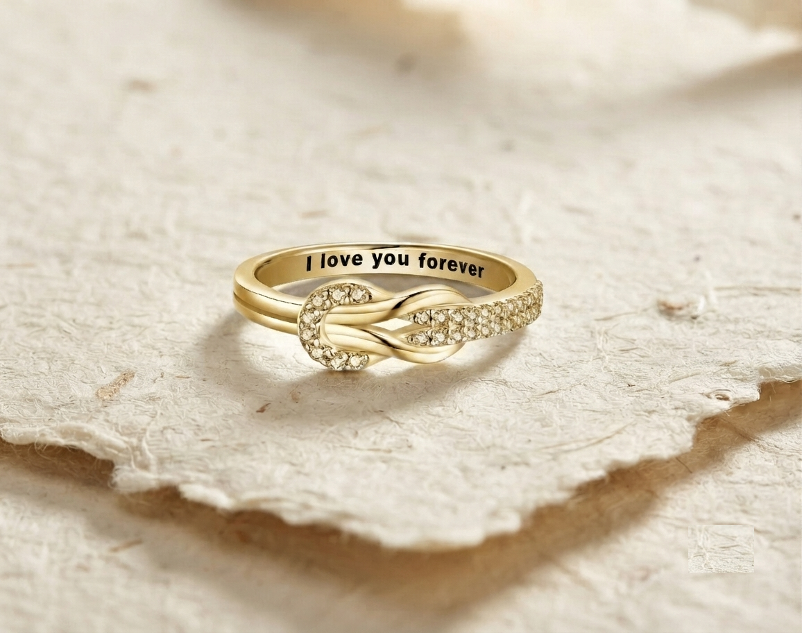 I Love You Forever Knot Ring, 925 Sterling Silver Promise Ring, Dainty Love Knot Band, Personalized Gift for Her, Minimalist Jewelry