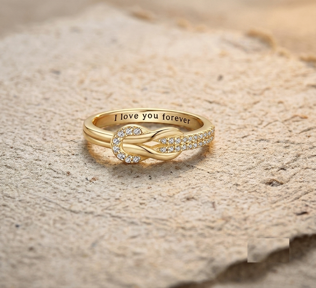 I Love You Forever Knot Ring, 925 Sterling Silver Promise Ring, Dainty Love Knot Band, Personalized Gift for Her, Minimalist Jewelry