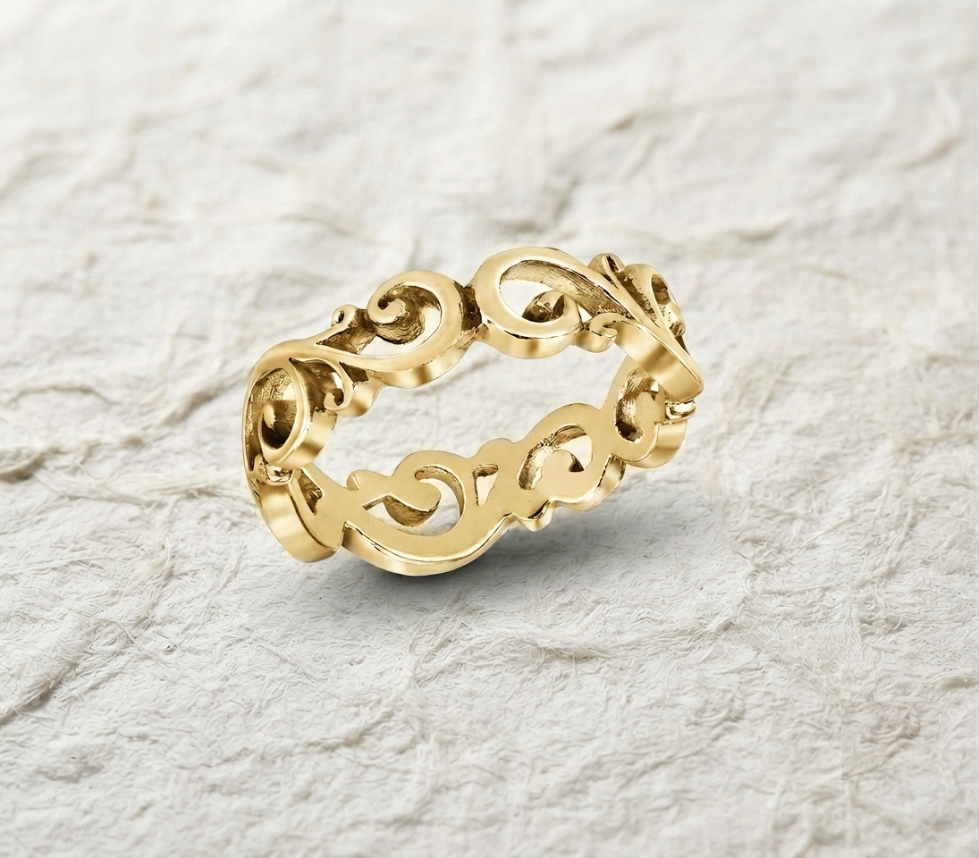 925 Sterling Silver Filigree Scroll Ring, Intricate Lace Filigree Band, Handcrafted Vintage Style Statement Ring, Boho Silver Jewelry for He