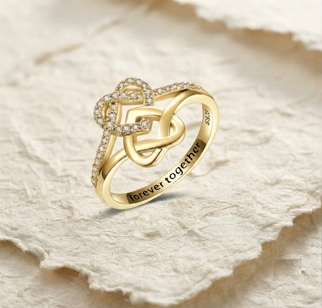 Forever Together Ring, Sterling Silver Infinity Heart Ring, Personalized Promise Ring for Her, Romantic Couple Jewelry, Anniversary Gift
