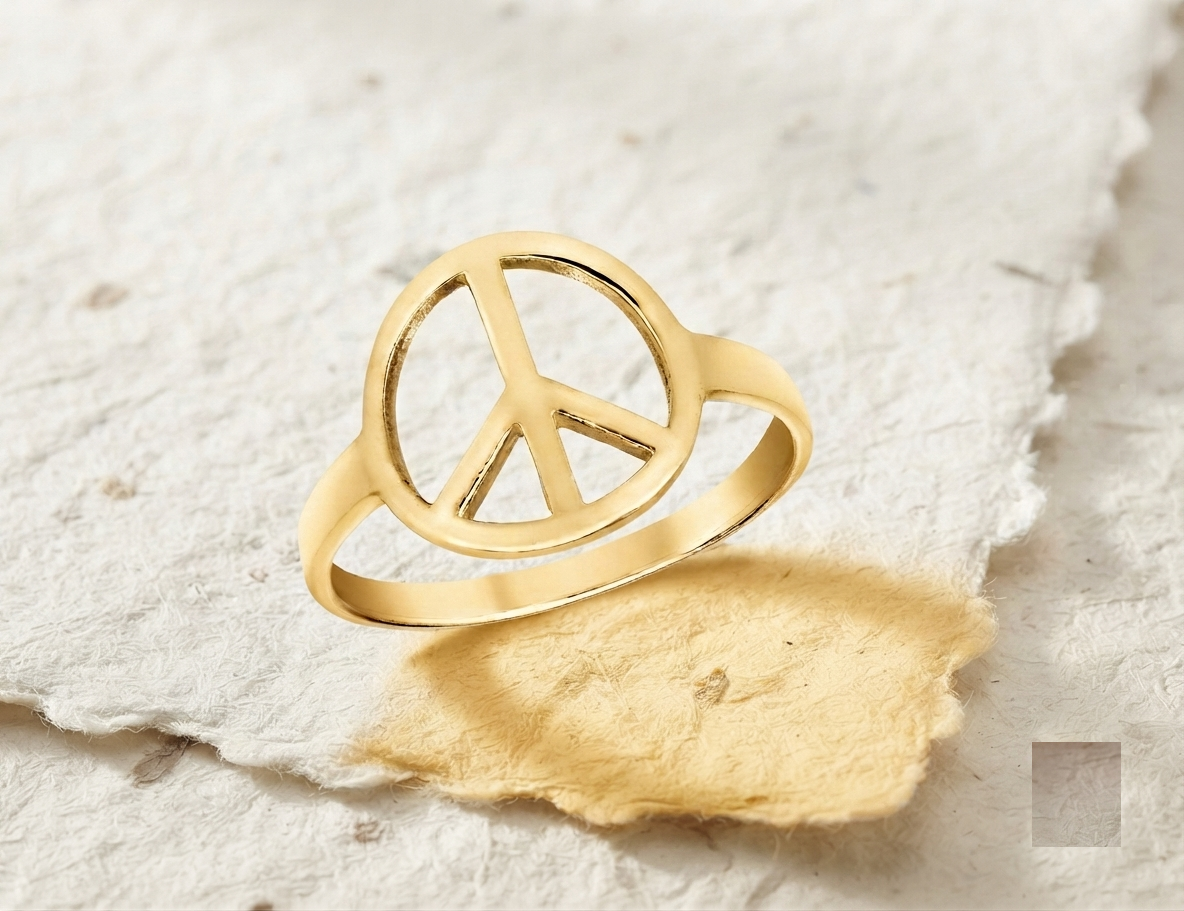 Peace Sign Ring, 925 Sterling Silver Minimalist Ring, Dainty Symbol Ring, Peace Symbol Jewelry, Handcrafted Silver Band for Her