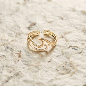 925 sterling silver ring, ocean wave ring, adjustable open band, dainty minimalist jewelry, sea wave ring, ocean lover gift.