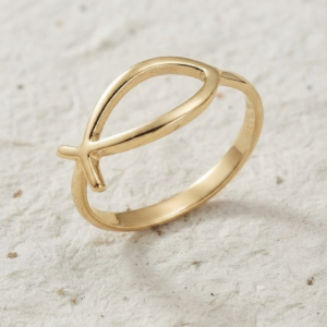 Minimalist Ichthys Ring, 925 Sterling Silver Christian Fish Ring, Dainty Religious Jewelry, Faith Symbol Stacking Ring for Women
