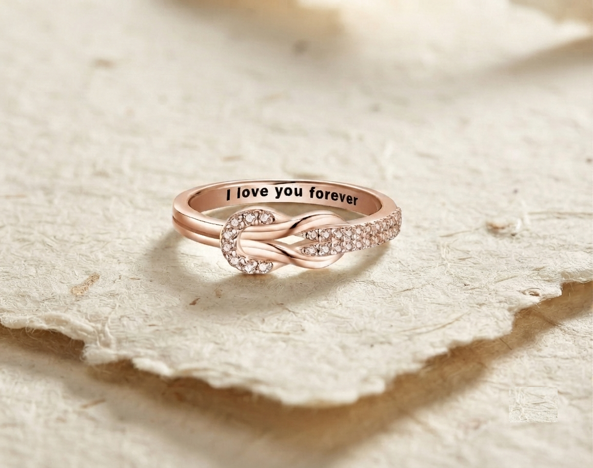 I Love You Forever Knot Ring, 925 Sterling Silver Promise Ring, Dainty Love Knot Band, Personalized Gift for Her, Minimalist Jewelry - Image 3