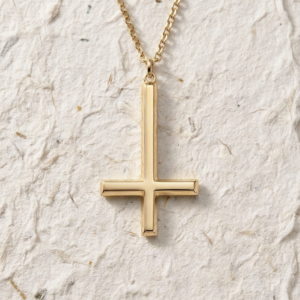 Upside Down Cross Necklace, Silver Inverted Cross Pendant, Minimalist St Peter Cross, Gothic Jewelry, Edgy Christian Necklace For Men Women