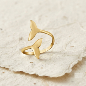 Minimalist Whale Tail Ring, 925 Sterling Silver Wrap Ring, Adjustable Ocean Jewelry, Dainty Beach Theme Ring, Gift for Ocean Lover