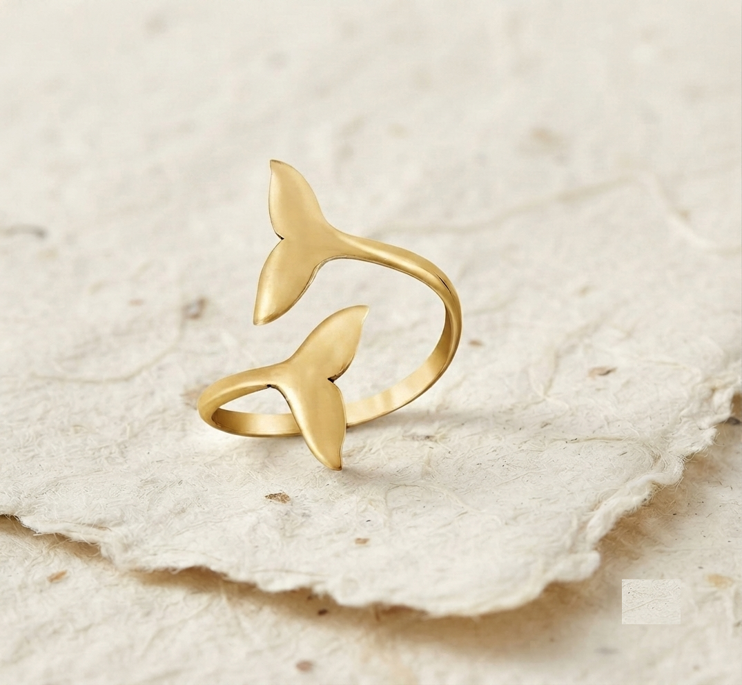 Minimalist Whale Tail Ring, 925 Sterling Silver Wrap Ring, Adjustable Ocean Jewelry, Dainty Beach Theme Ring, Gift for Ocean Lover