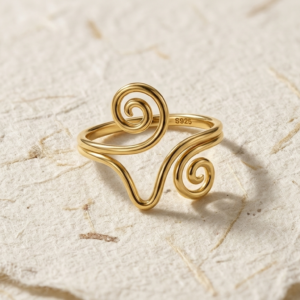 Sterling Silver Swirl Ring, Adjustable Wave Ring, Minimalist Wire Spiral Ring, Open Wrap Ring for Women, Delicate Ocean Jewelry Gift
